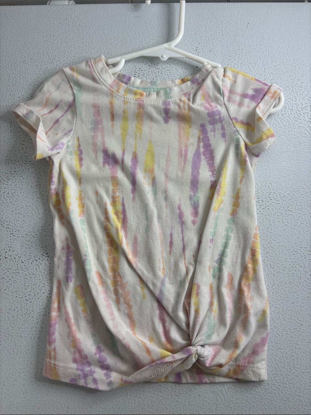 517 - Girls' Pastel Tie-Dye Twist Front Short Sleeve Top